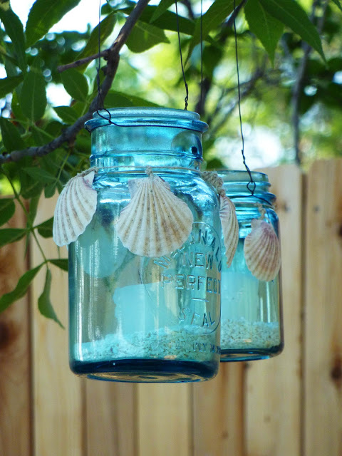 Mason Jar Lanterns with a Beach Theme