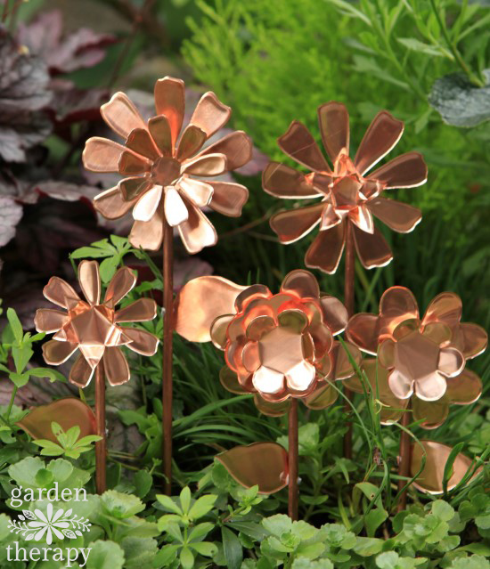 Copper Garden Art Flowers