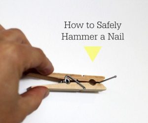Never bang your thumb again. Use a clothespin while hammering a nail