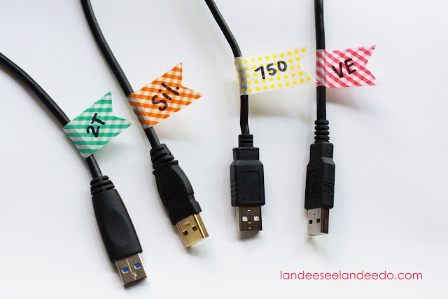 Organize your cords with washi tape