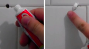 Patch small holes in walls with toothpaste