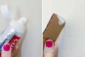Patch small holes in walls with toothpaste