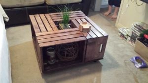 Four Crate Coffee Table on Wheels