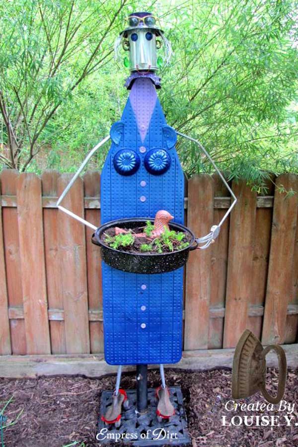 Ironing Board Garden Junk Art Woman