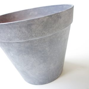 Paint plastic pots to look like faux cement