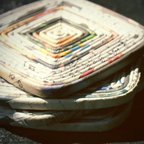 Recycled newspaper coasters