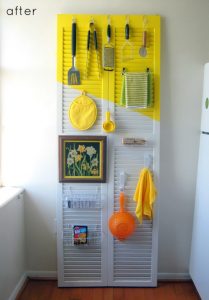 Shutters are a great place to store kitchen items