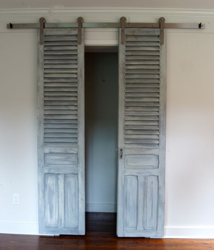 Use Old Shutters as Beautiful Rolling Closet Doors