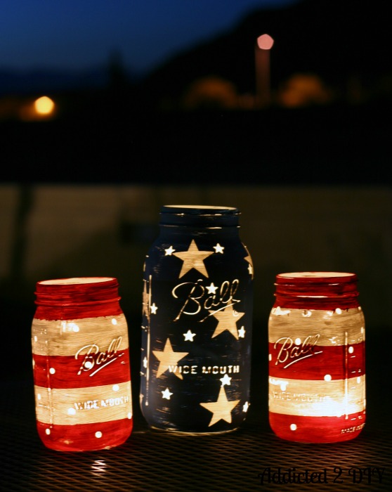 Patriotic Mason Jar Lanterns