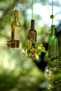 Upside Down Wine Bottle Planter