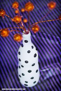 Puffy Paint Polka Dot Bottle Vase