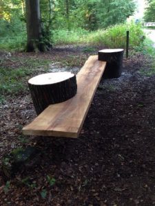 Stump and Plank Garden Bench