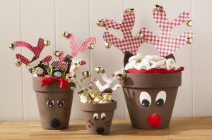 Cute Clay Pot Reindeer