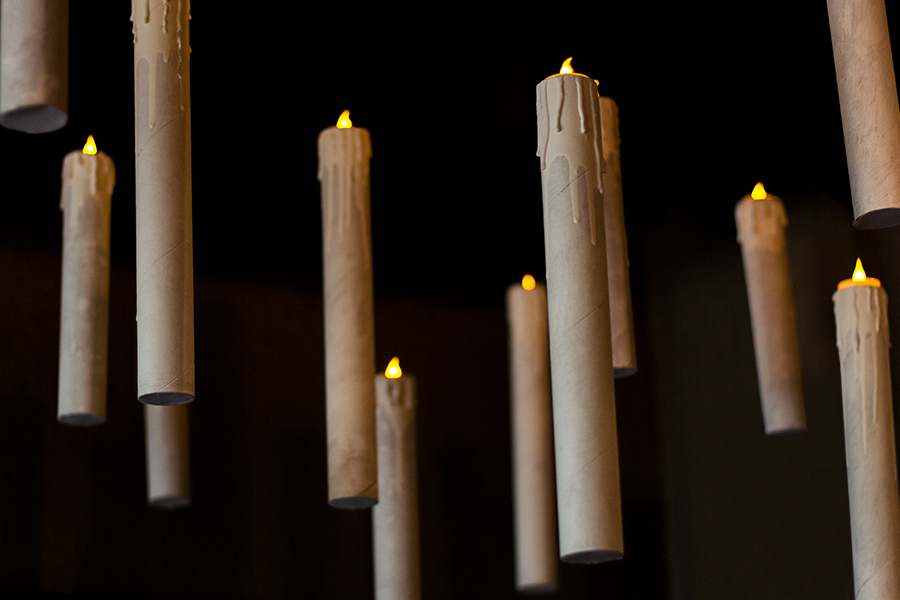 Floating Candles Made From Paper Towel Rolls