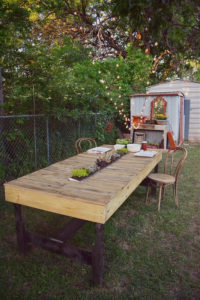 Farmhouse Table with Gutter Planter