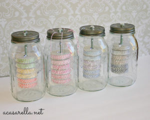 Prevent string and ribbon from knotting by storing them in jars