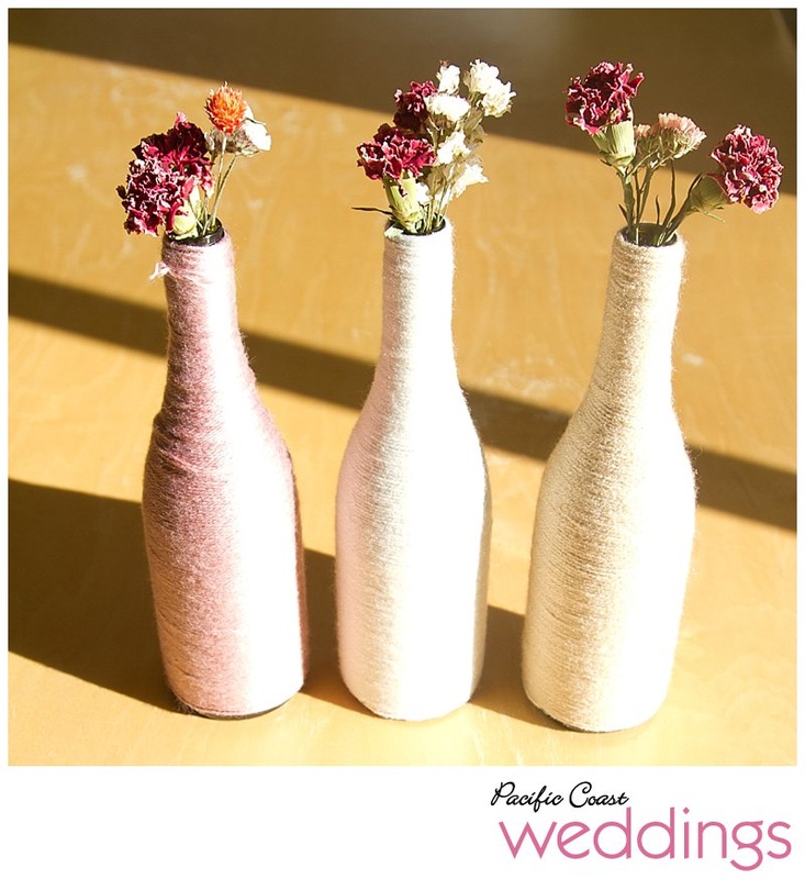 Yarn Wrapped Wine Bottle Vases