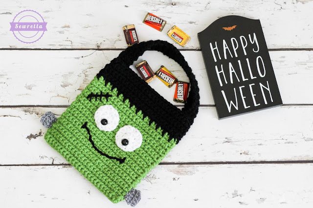 Crochet Frankenstein Trick or Treat Bag