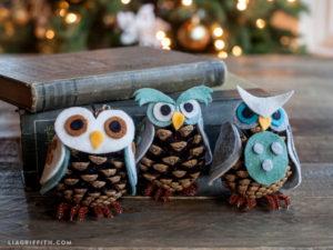 Felt and Pine Cone Owl Ornaments