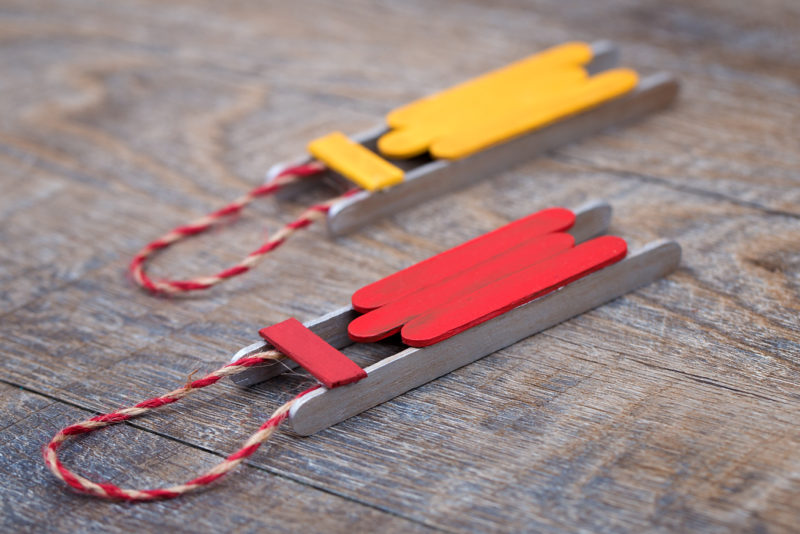 Popsicle Stick Sled Ornaments
