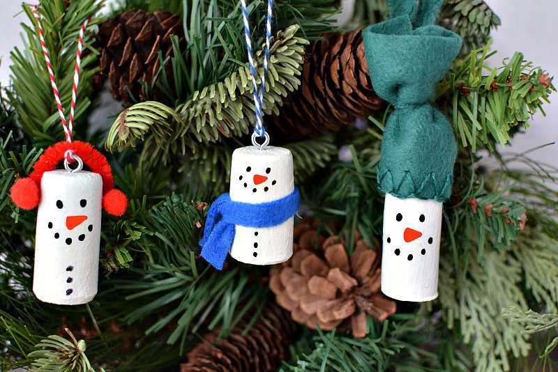 Wine Cork Snowman Christmas Tree Ornaments