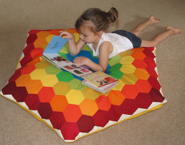Rainbow Hexie Floor Pillow