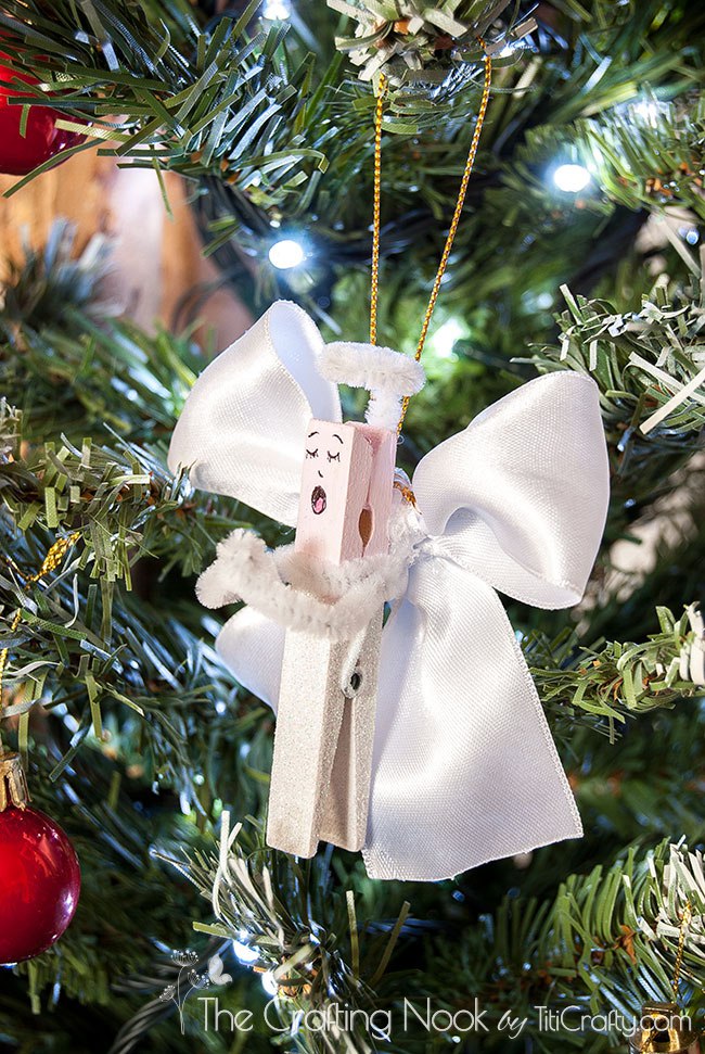 Clothespin Angel Christmas Ornament