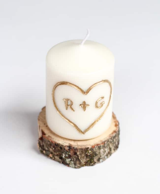 Candle Carved with Initials