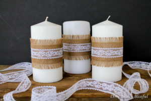 Simple Burlap and Lace Candles